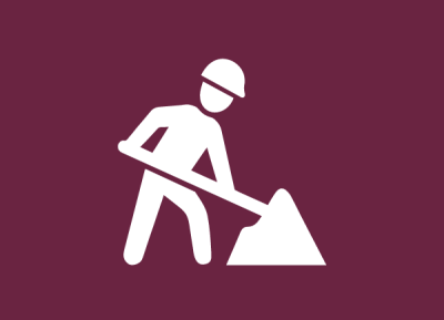 Road Work Icon Maroon Background2